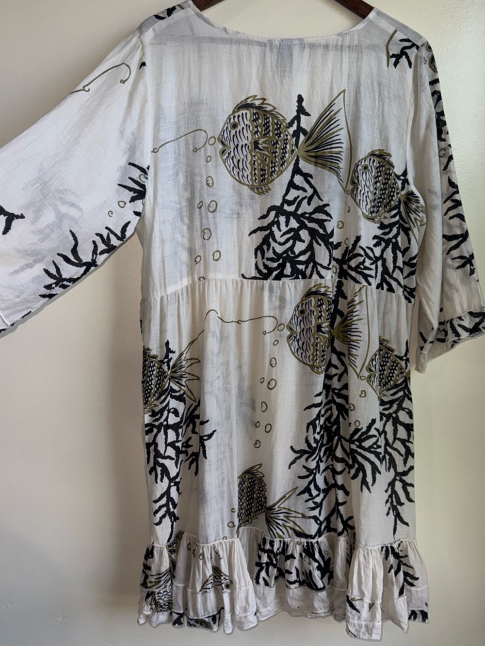 Club Z Collection Resort Beaded Fish Print Cover Up Tunic Dress XL - Picture 3 of 8